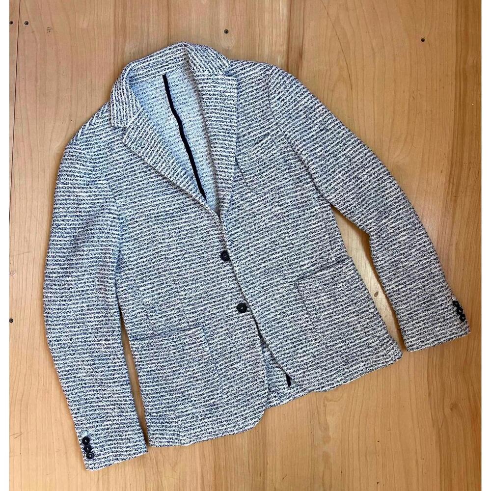 OFFICINA36 Pinstripe Casual Sport Coat Suit Blazer Mens 30R Tailored Blue White